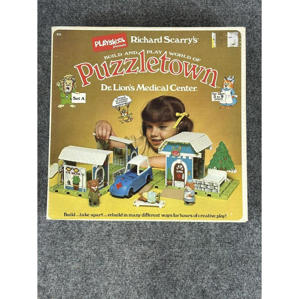 Vintage 1976 Playskool Richard Scarry's Puzzletown Dr Lion's Medical Center SetA - Picture 11 of 16